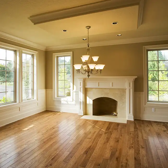 empty living room with hardwood flooring