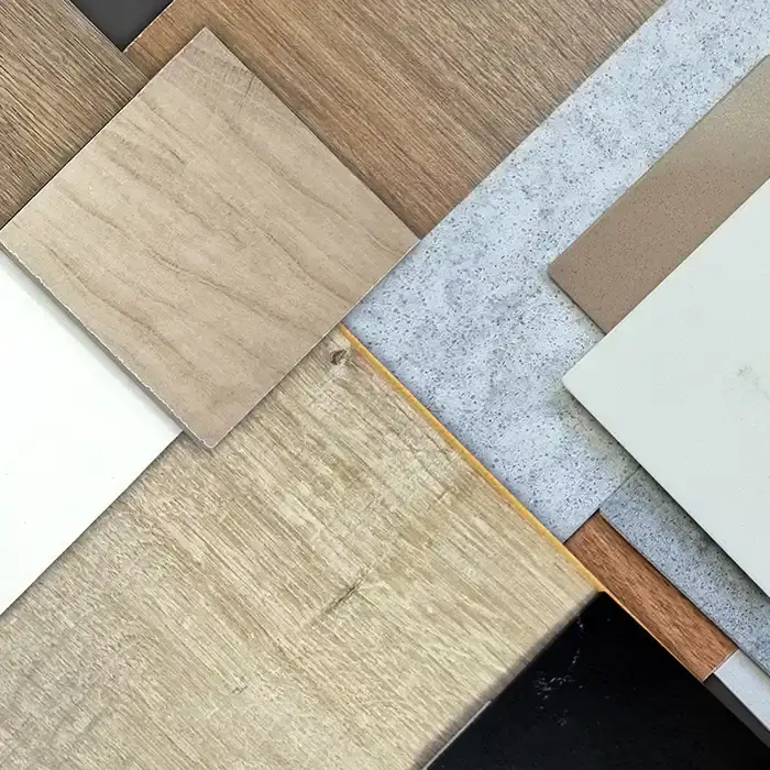 various samples of different flooring options